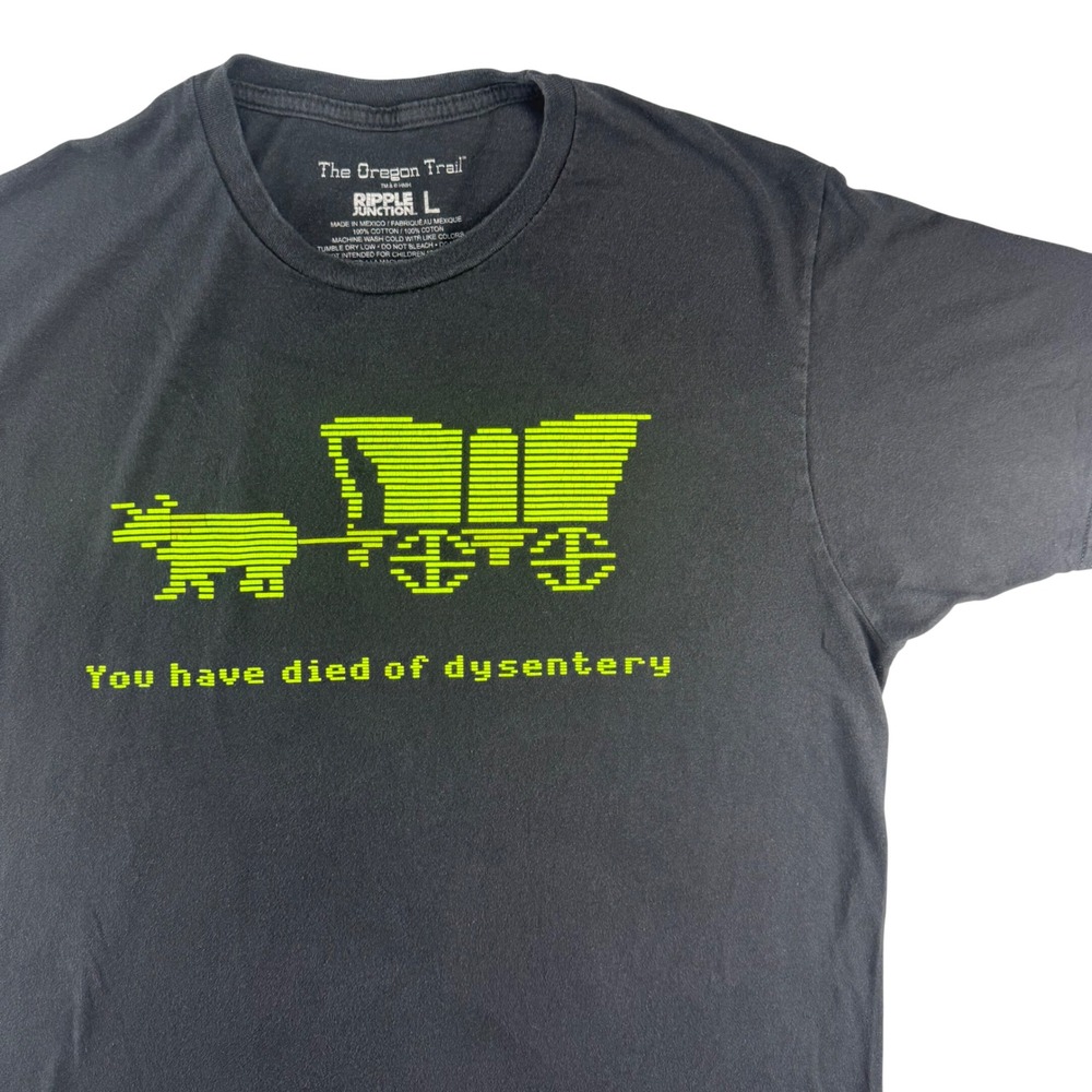 Ripple Junction Oregon Trail Died of Dysentery Graphic T-Shirt Mens L Black